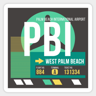 West Palm Beach (PBI) Airport // Retro Sunset Baggage Tag Sticker